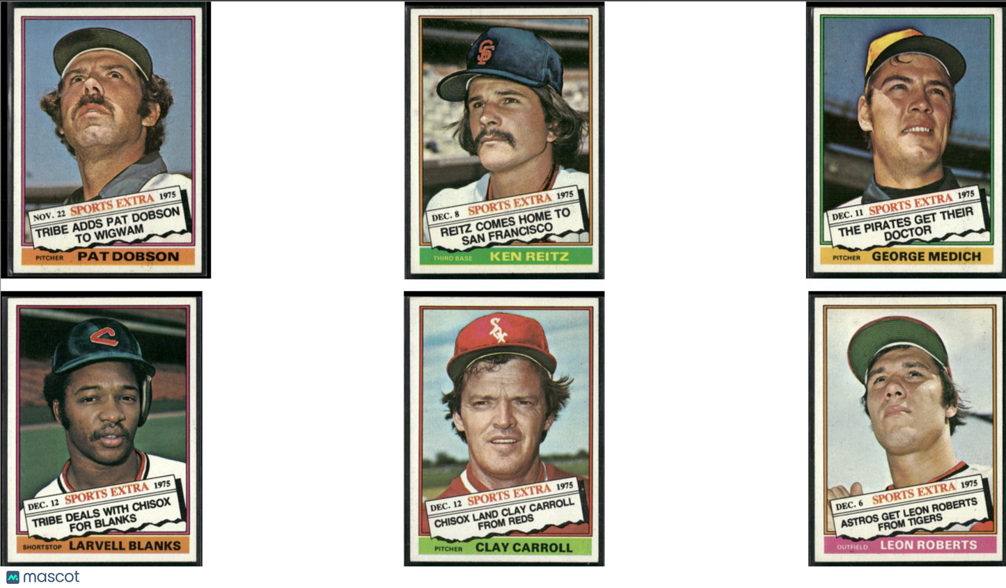 1976 Topps 6 ~ CARDLOT Traded Pat Dobson/Leon Roberts (VG/EX-EX)