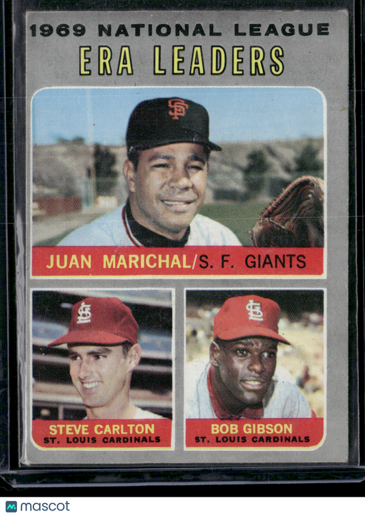 1970 Topps JUAN MARICHAL/STEVE CARLTON/BOB GIBSON #67 NL ERA Leaders