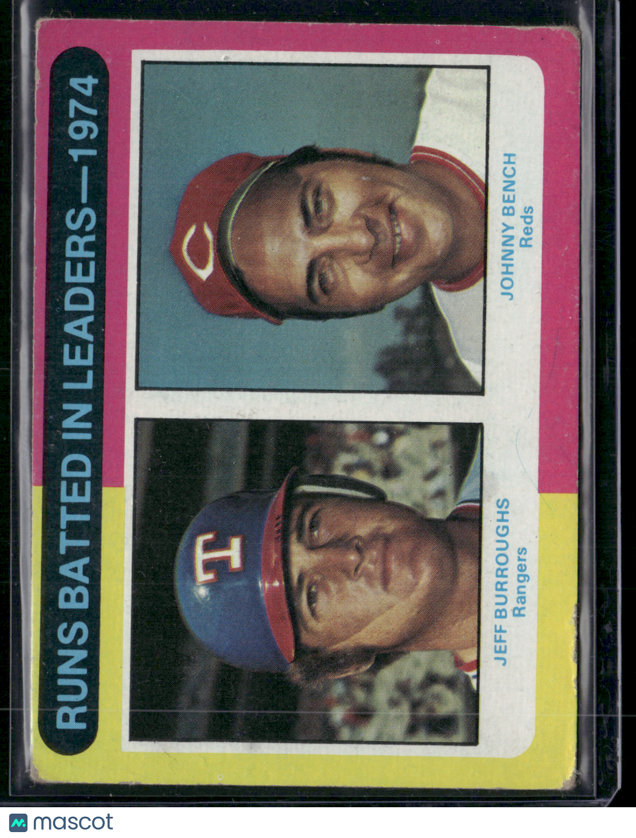 1975 Topps JOHNNY BENCH/JEFF BURROUGHS #308 1974 RBI Leaders (VG)