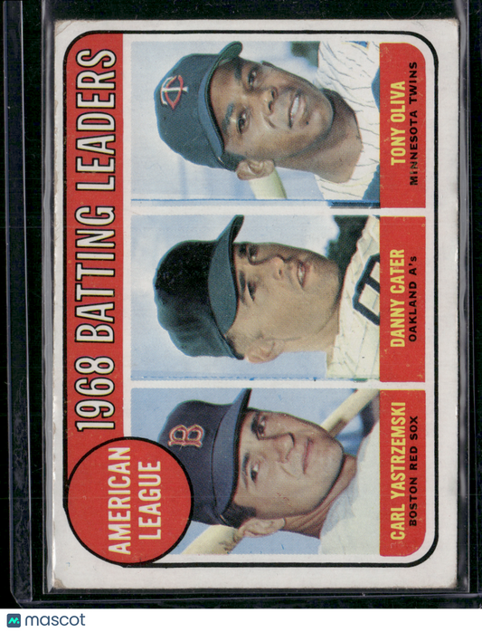 1969 Topps CARL YASTRZEMSKI/DANNY CATER/TONY OLIVA #1 1968 AL Batting Leaders