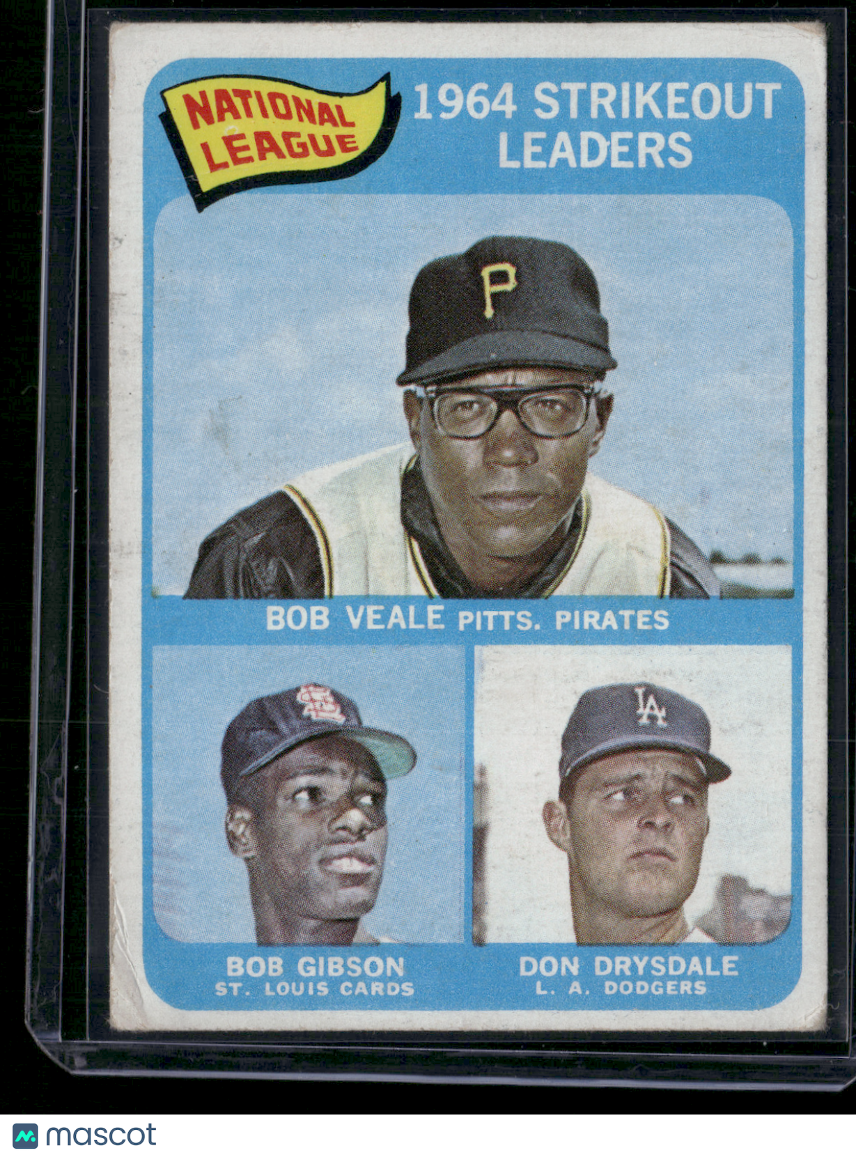 1965 Topps BOB GIBSON/DON DRYSDALE/BOB VEALE #12 1964 NL Strikeout Leaders(Good)