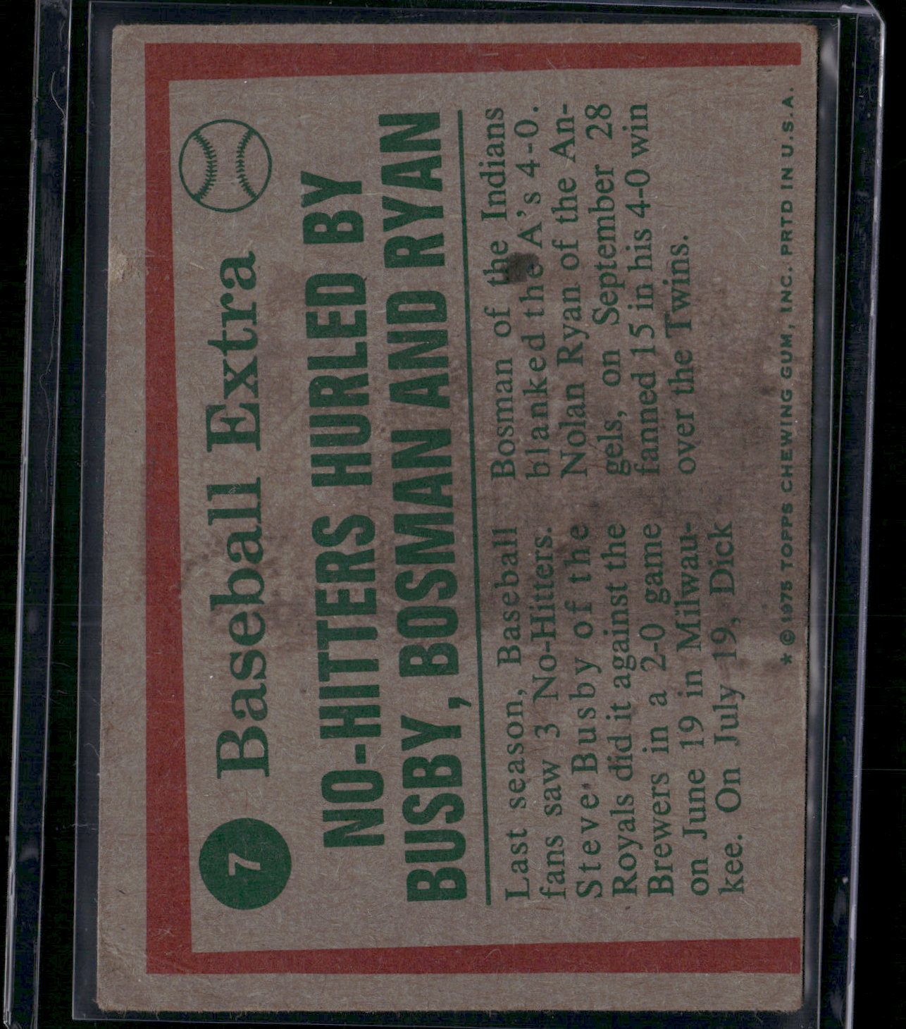 1975 STEVE BUSBY/DICK BOSMAN/NOLAN RYAN #7 74 Highlights