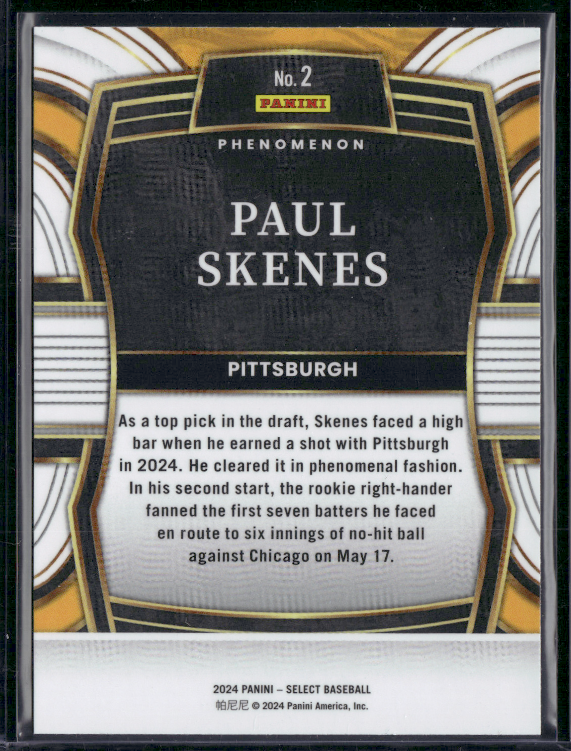 2024 Select Baseball PAUL SKENES #2 Phenomenon Rookie RC