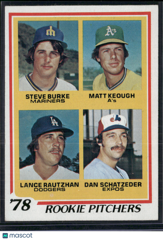 1978 Topps DAN SCHATZEDER/BURKE/KEOUGH/RAUTZHAN #709 1978 Rookie Pitchers (EX)