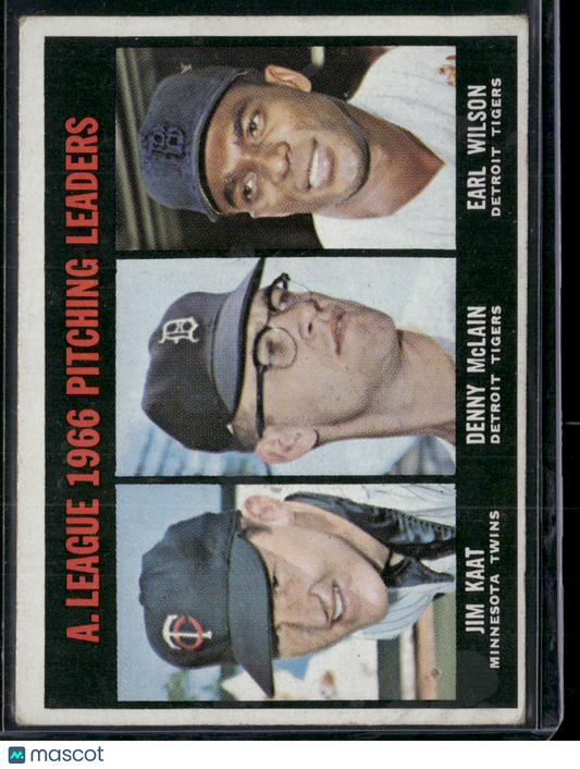 1967 Topps JIM KAAT/DENNY MCLAIN/EARL WILSON #235 AL 1966 Pitching Leaders