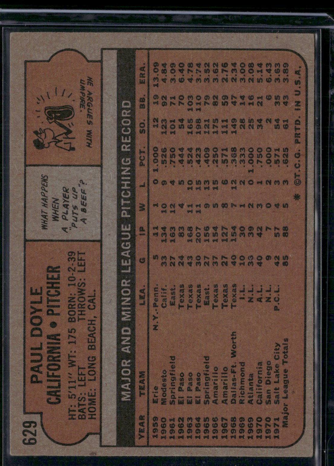 1972 Topps PAUL DOYLE #629