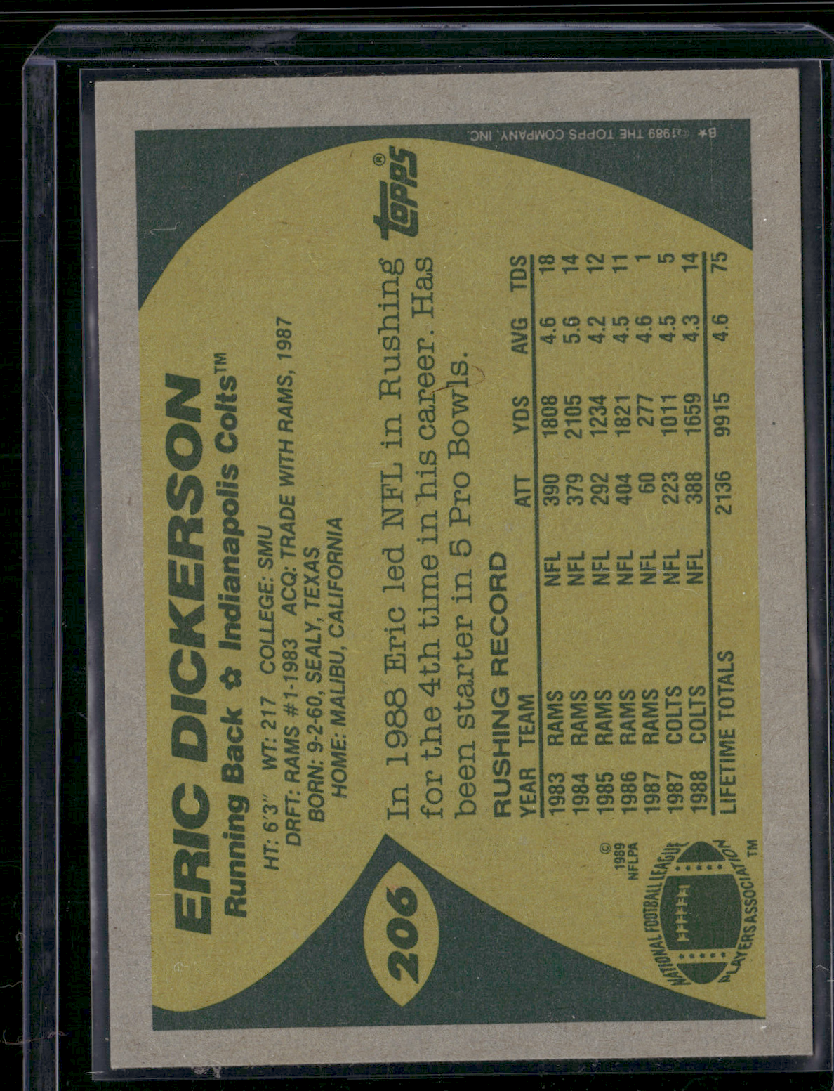 1989 Topps ERIC DICKERSON #206 (NM)