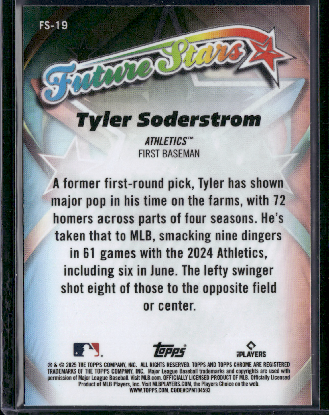 2025 Topps Chrome TYLER SODERSTROM #FS-19 Future Stars