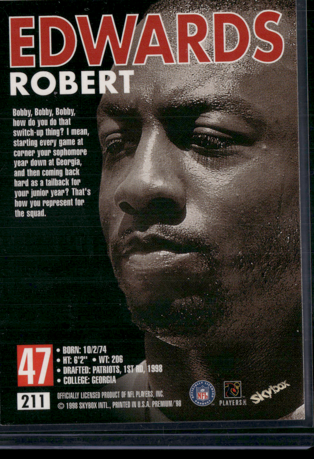 1998 Premium ROBERT EDWARDS #211 Gold Rookie RC (NM)