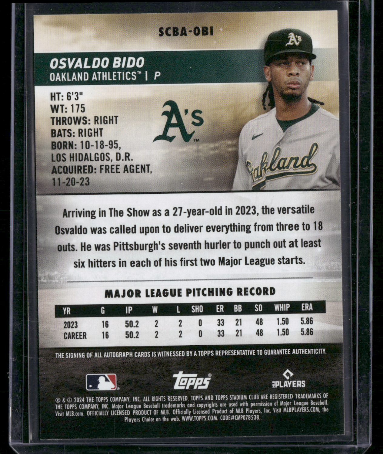 2024 Stadium Club OSVALDO BIDO #SCBA-OBI Auto (NM)