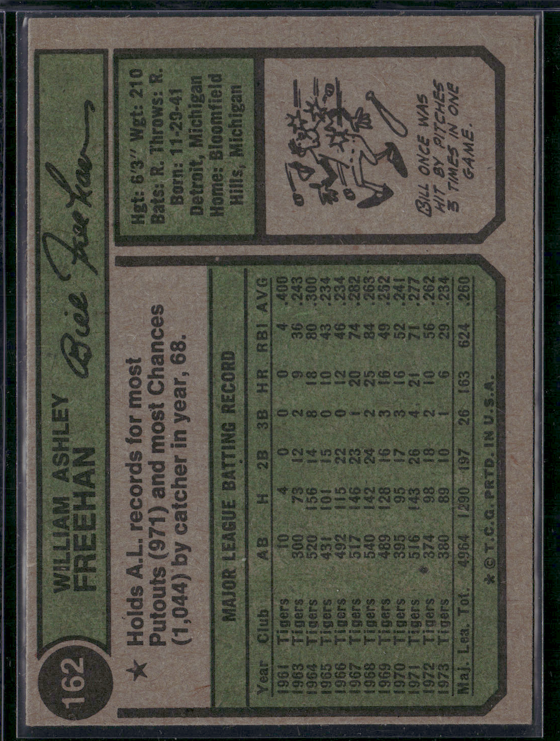 1974 Topps BILL FREEHAN #162 (EX)