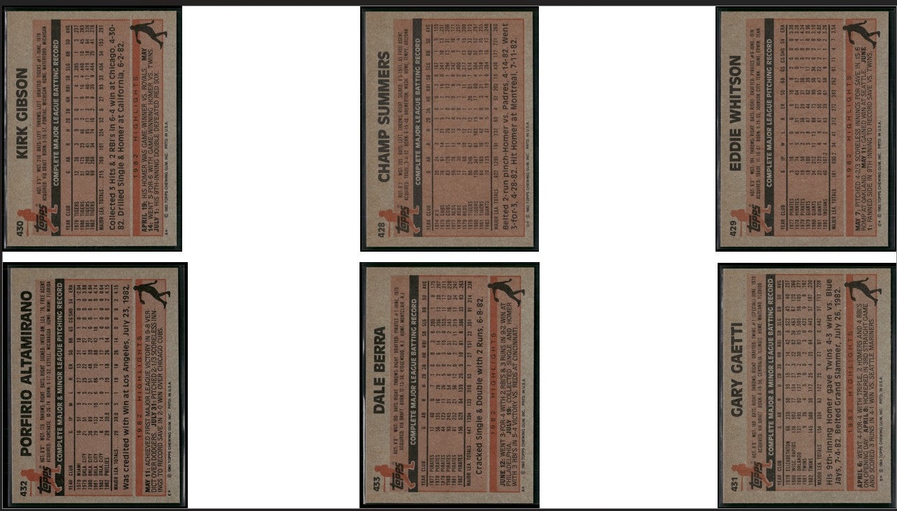 1983 Topps 6 - CARDLOT Kirk Gibson/Gary Gaetti (NM)