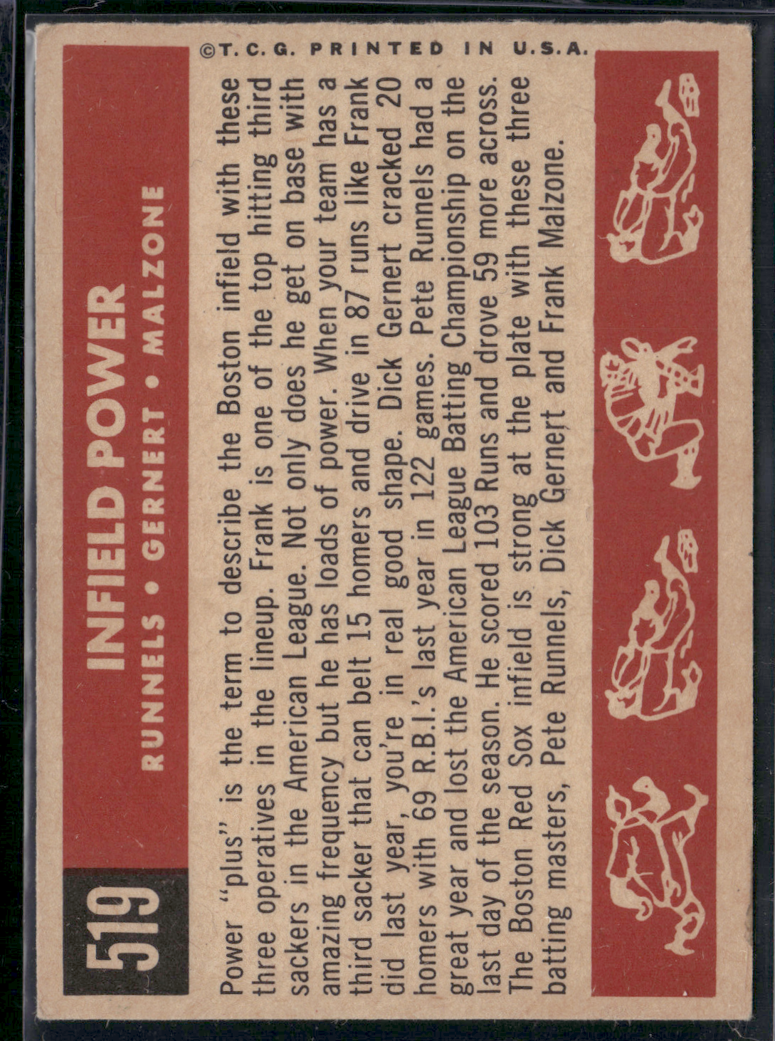 1959 Topps PETE RUNNELS/DICK GERNERT/FRANK MALZONE #519 Infield Power (VG/EX)