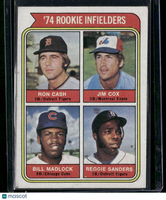 1974 Topps RON CASH/JIM COX/BILL MADLOCK/REGGIE SANDERS #600 74 RookieInfielders