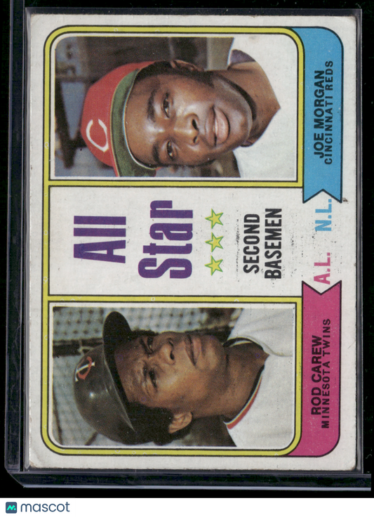1974 Topps ROD CAREW/JOE MORGAN #333 All Star Second Basemen Light Wrinkles (VG)