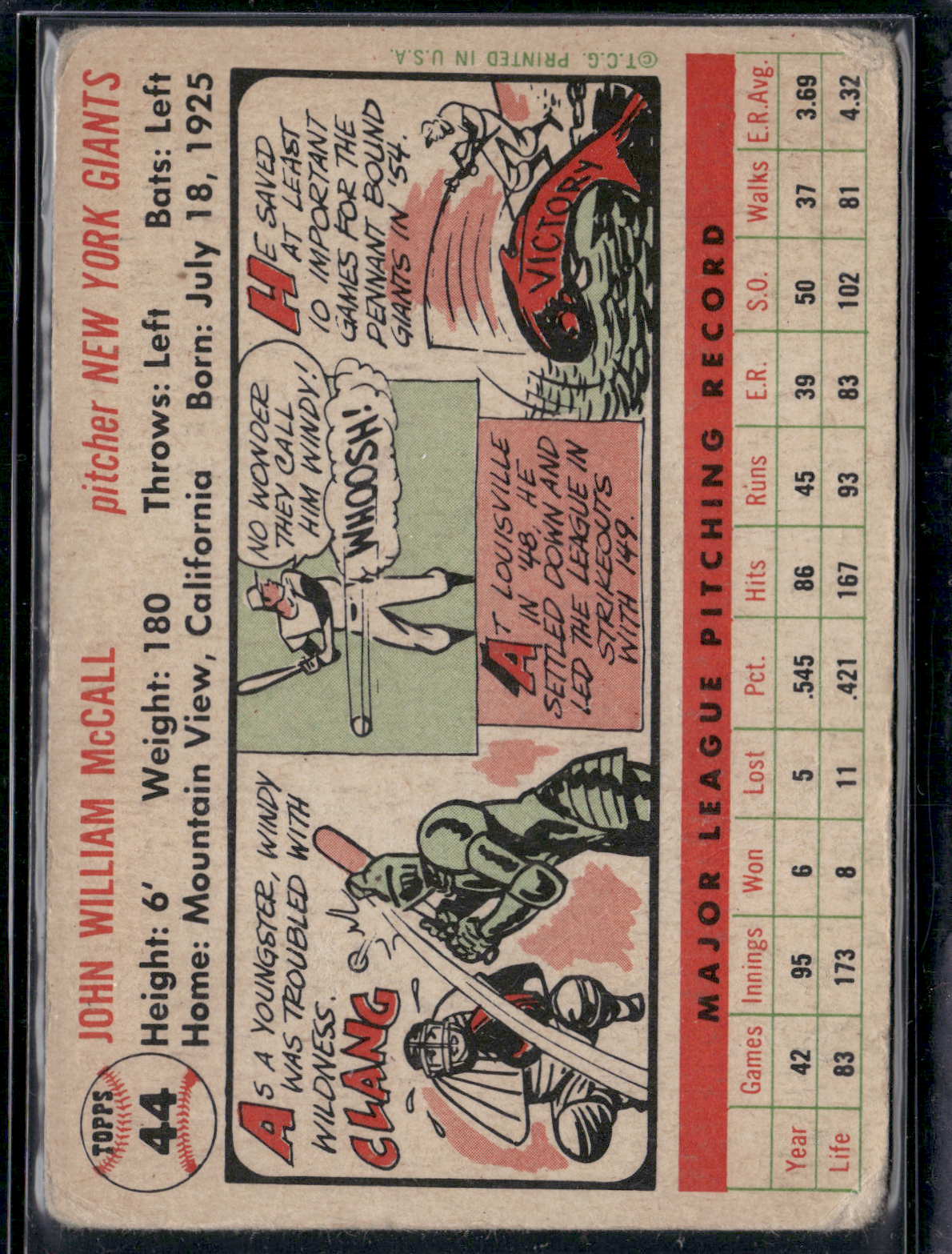 1956 Topps WINDY MCCALL #44