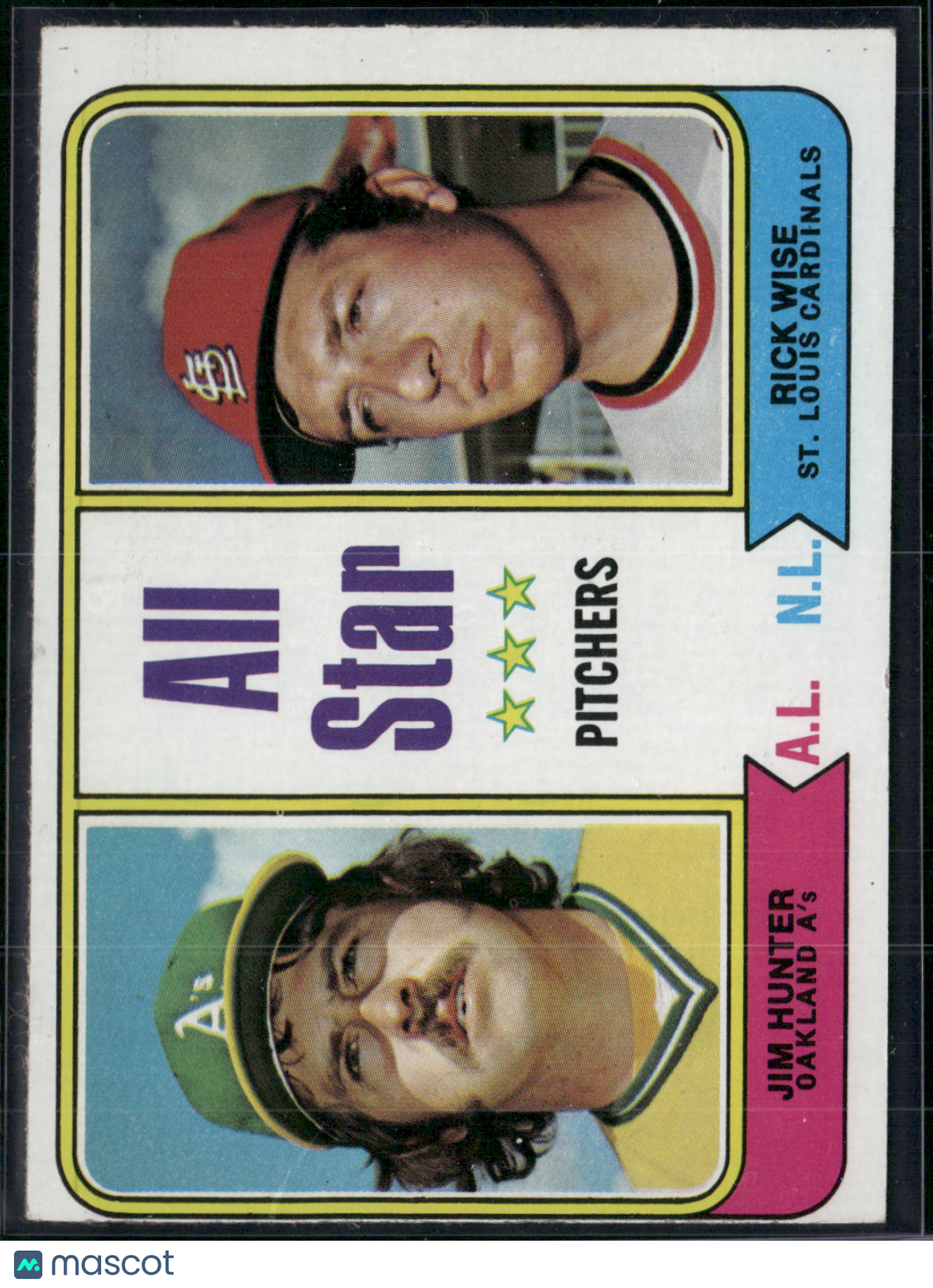 1976 Topps JIM HUNTER/RICK WISE #339 All Star Pitchers Wrinkle (VG)