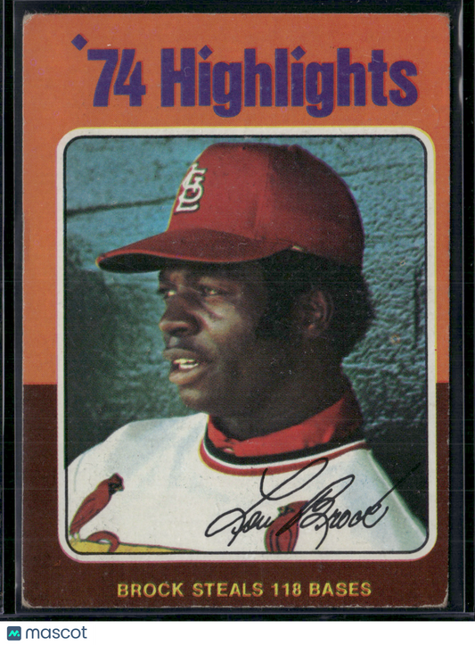 1975 Topps LOU BROCK #2 74 Highlights (VG-VG/EX)