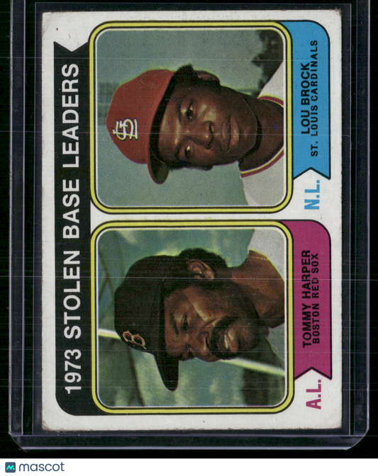1974 Topps LOU BROCK/TOMMY HARPER #204 1973 Stolen Base Leaders (VG)