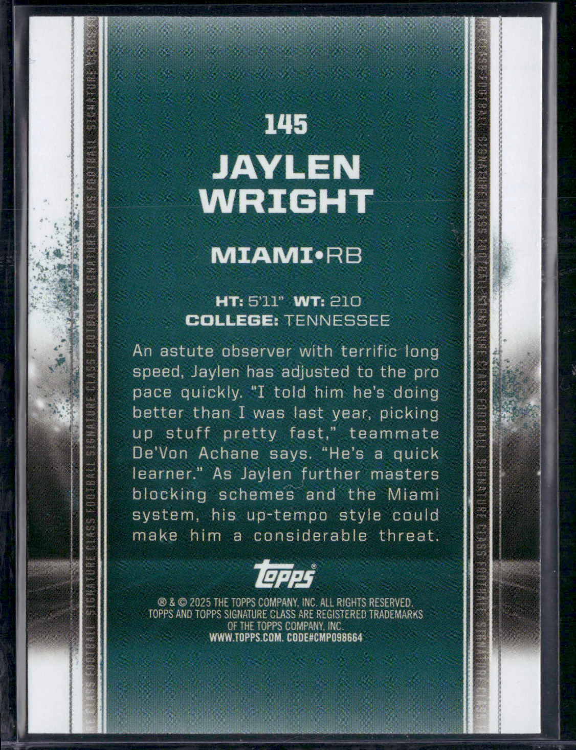 2024 Topps Signature Class JAYLEN WRIGHT #145 COLORFUL Rookie Card RC