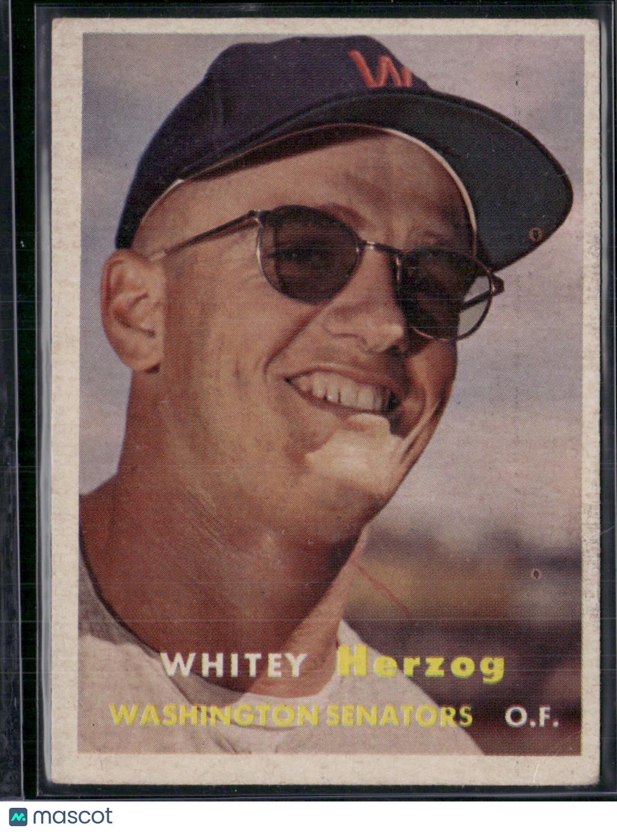 1957 Topps WHITEY HERZOG #29 Light Wrinkle Bottom Corner (VG-VG/EX)