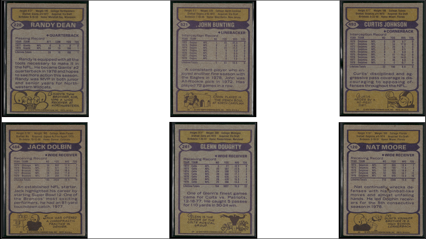 1979 Topps 6 ~ CARDLOT Randy Dean/Nat Moore (VG)