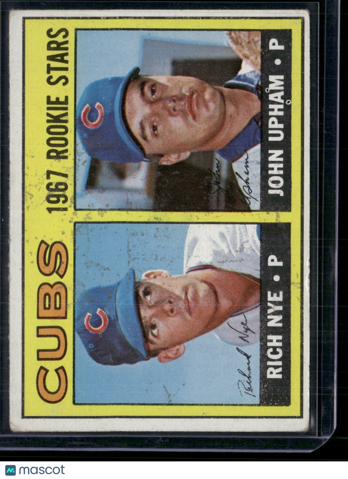 1967 Topps RICH NYE/JOHN UPHAM #608 1967 Cubs Rookie Stars Wax Stain (VG-VG/EX)
