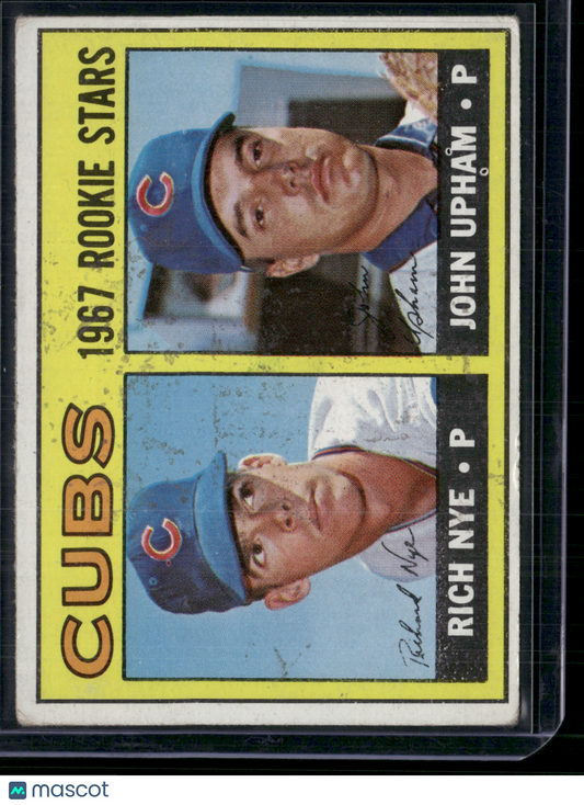 1967 Topps RICH NYE/JOHN UPHAM #608 1967 Cubs Rookie Stars Wax Stain (VG-VG/EX)