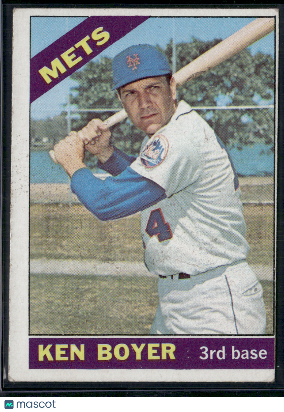 1966 Topps KEN BOYER #385 Wax Stain (VG/EX-EX)