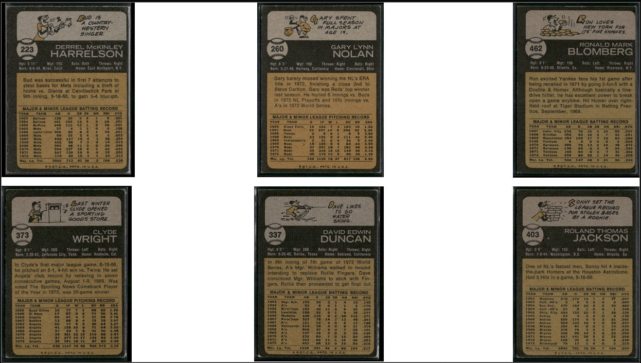 1973 Topps 6 ~ CARDLOT Bud Harrelson/ Sonny Jackson (VG-VG/EX)