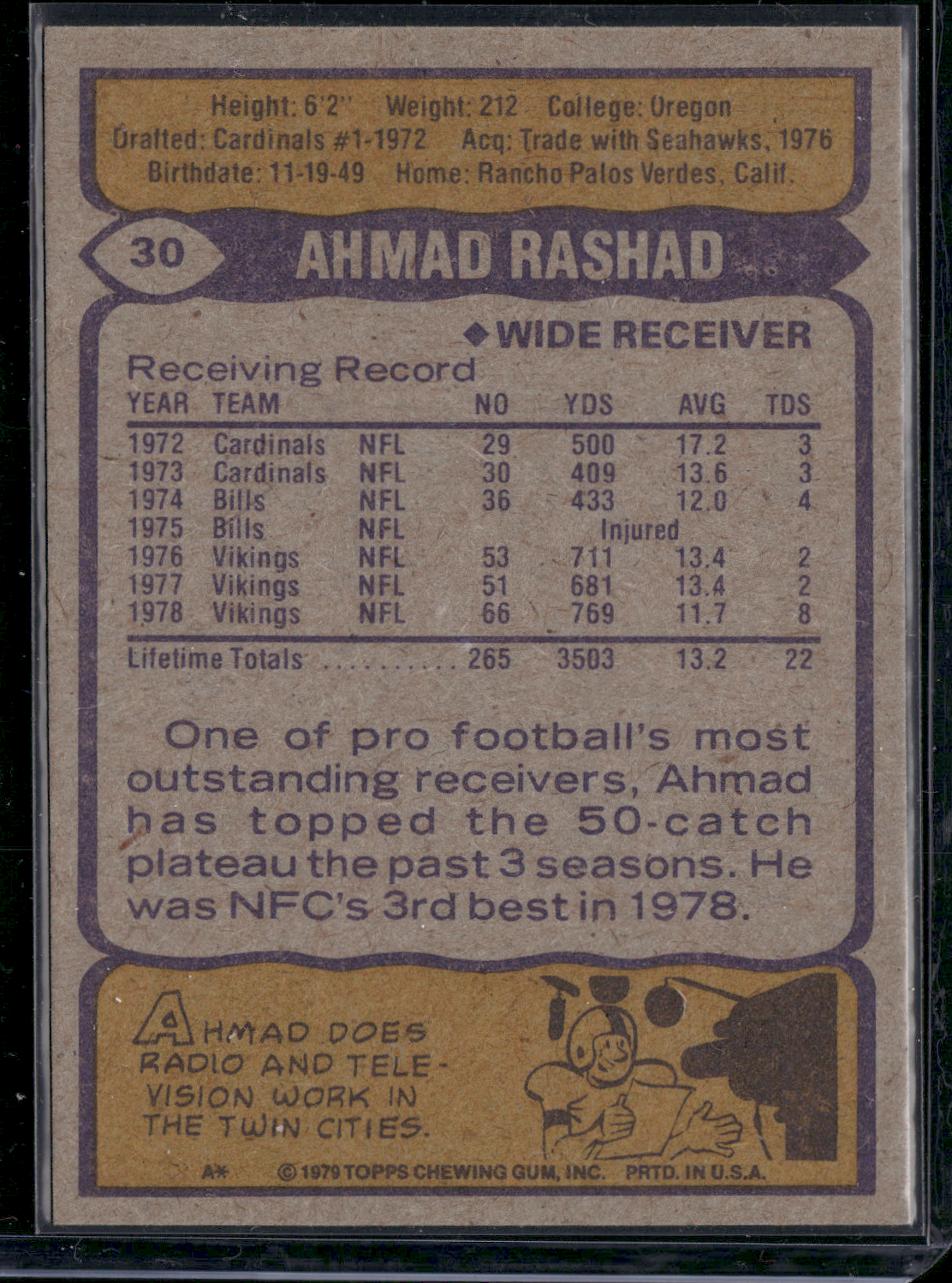 1979 Topps AHMAD RASHAD #30 (VG-EX)