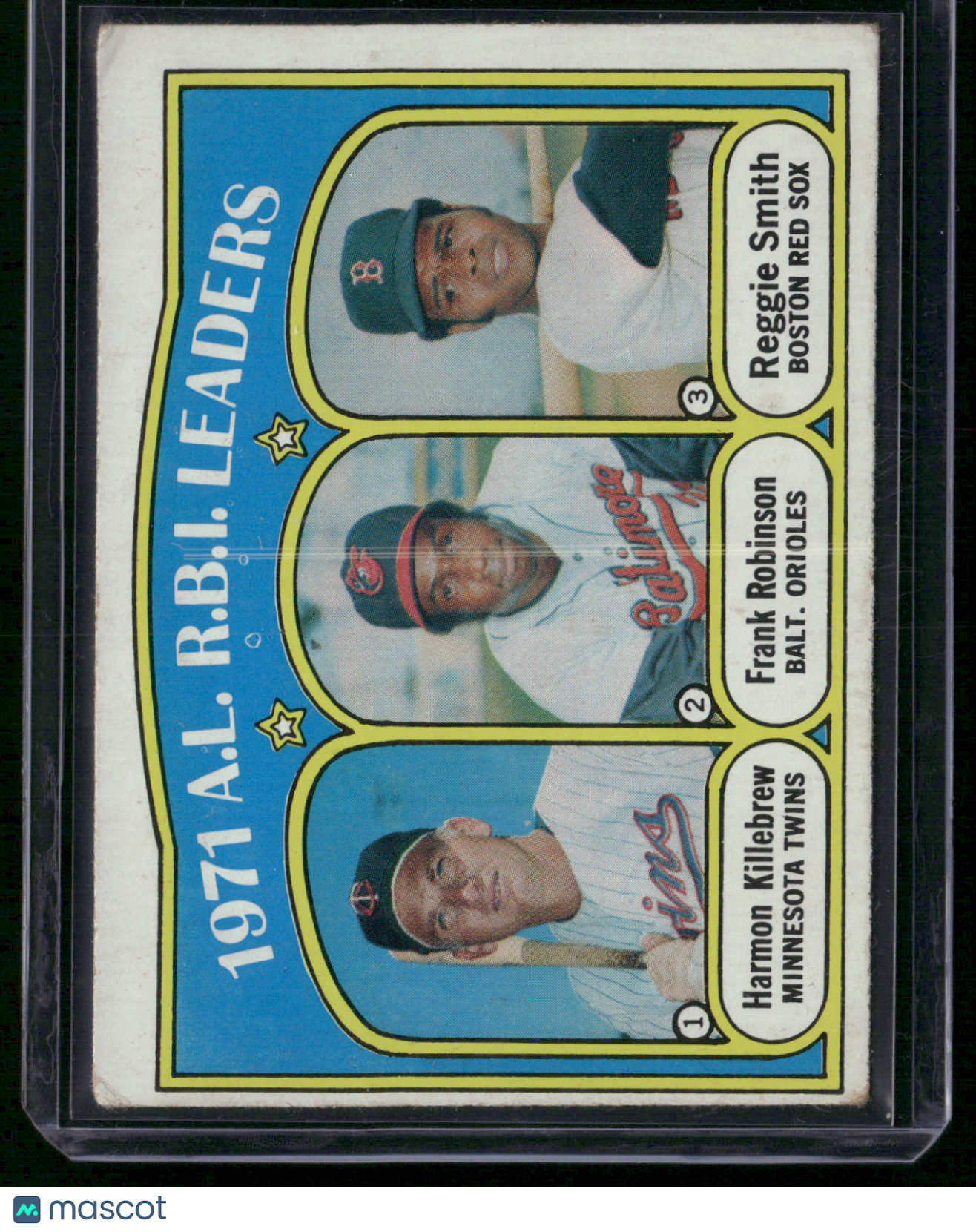 1972 Topps HARMON KILLEBREW/FRANK ROBINSON/SMITH #88 1971 AL RBI Leaders (VG)