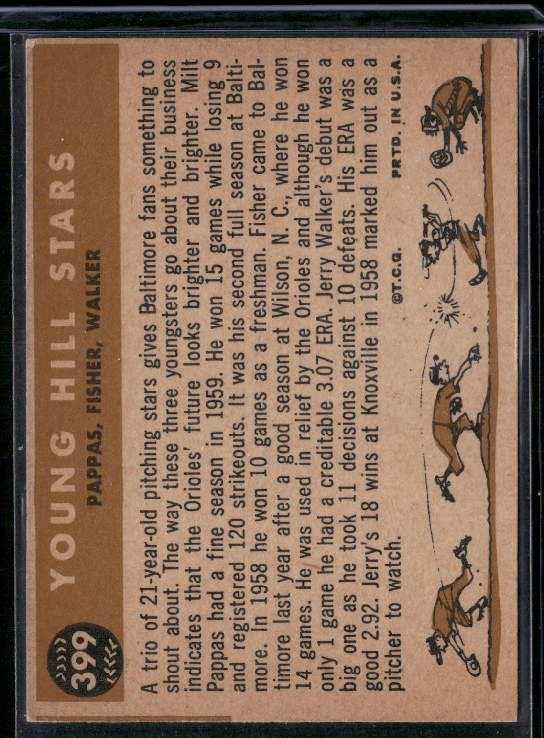 1960 Topps MILT PAPPAS/JACK FISHER/JERRY WALKER #399 Young Hill Stars