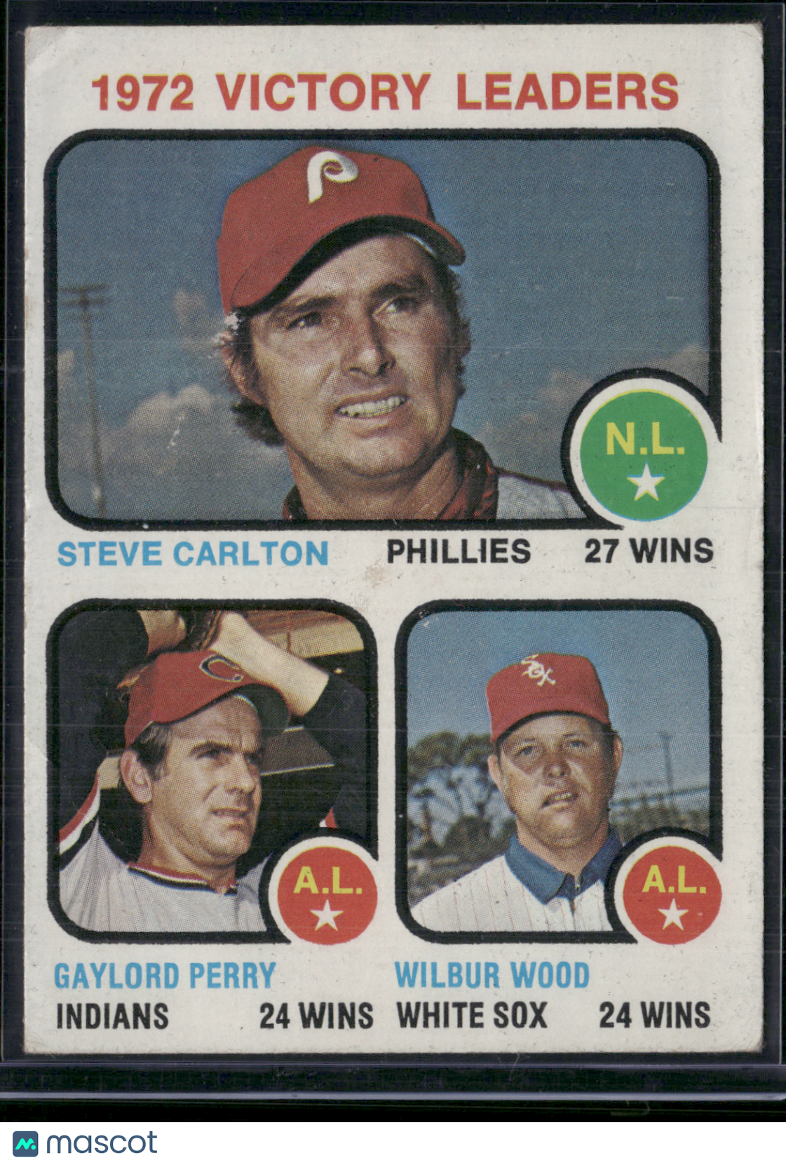 1973 Topps STEVE CARLTON/GAYLORD PERRY/WILBUR WOOD #66 1972 VictoryLeaders(Good)