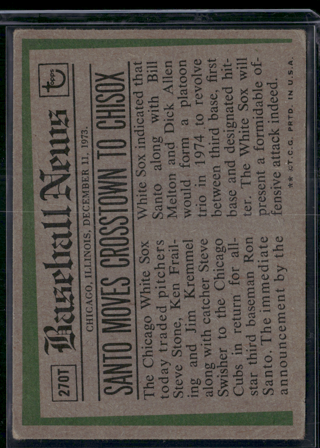 1974 Topps RON SANTO #270T Traded (VG-VG/EX)