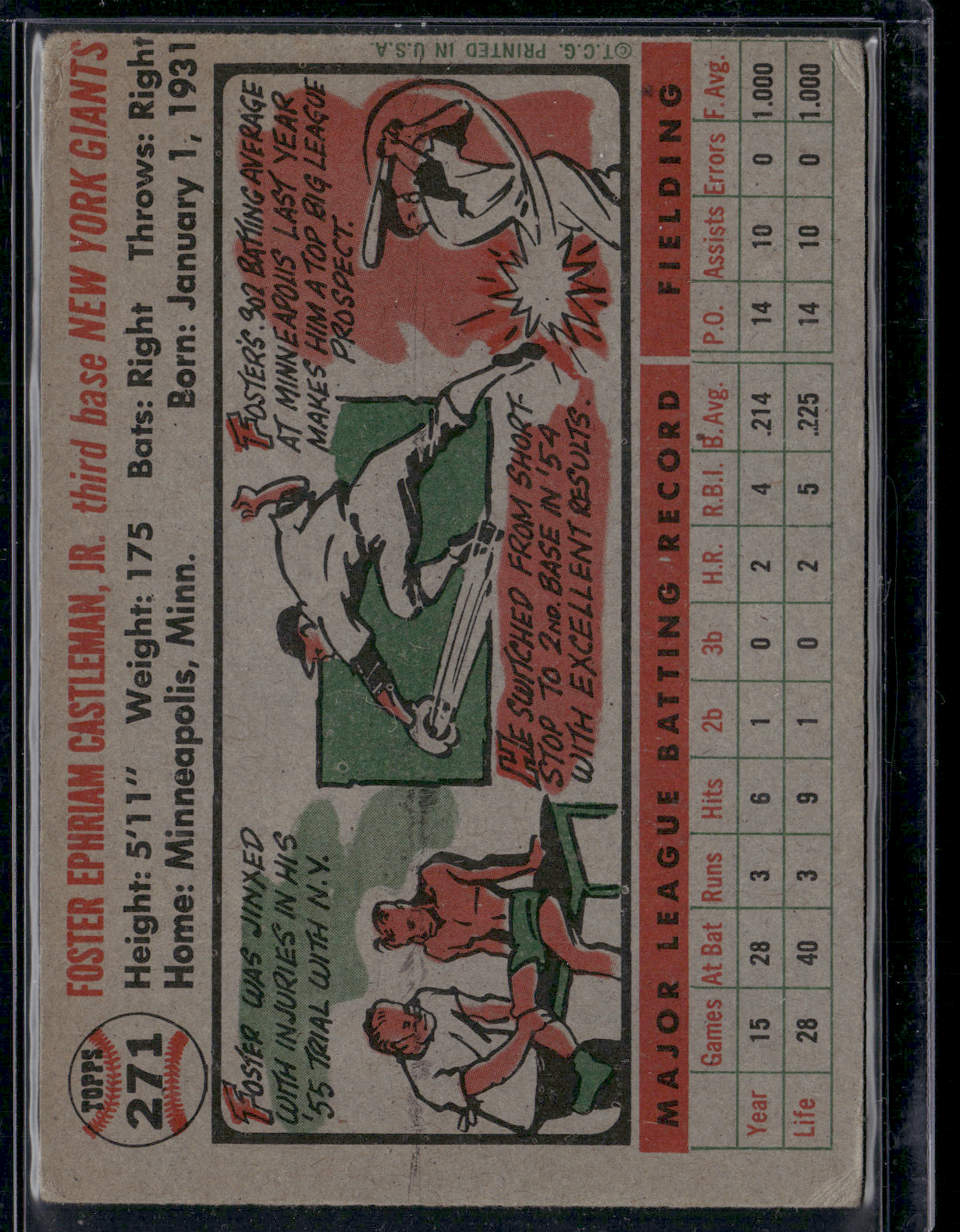 1956 Topps FOSTER CASTLEMAN #271