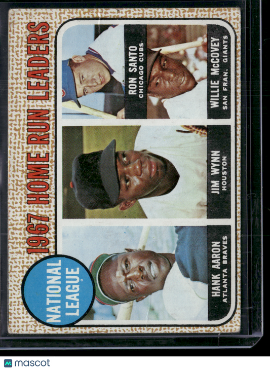 1968 Topps AARON/WYNN/SANTO/MCCOVEY #5 1967 NL Home Run Leaders