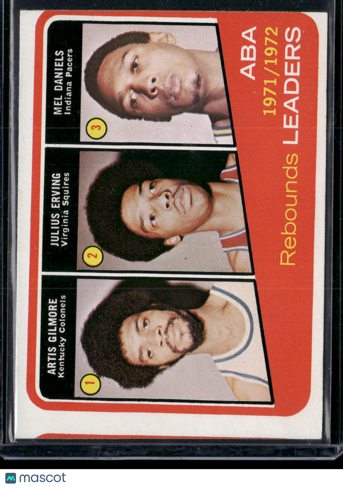 1972 ABA JULIUS ERVING/GILMORE/DANIELS #263 1971-72 ABA Rebound Leaders (EX)