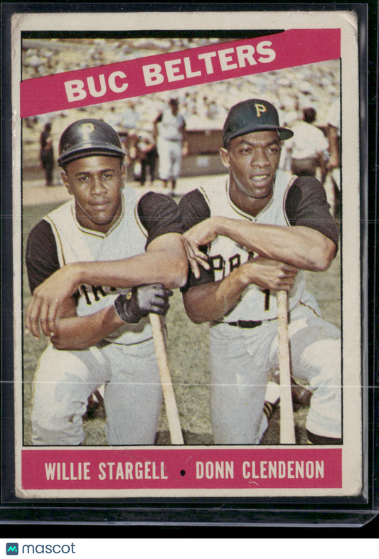 1966 Topps WILLIE STARGELL/DON CLENDENON #99 Buc Belters Corner Crease (Good)