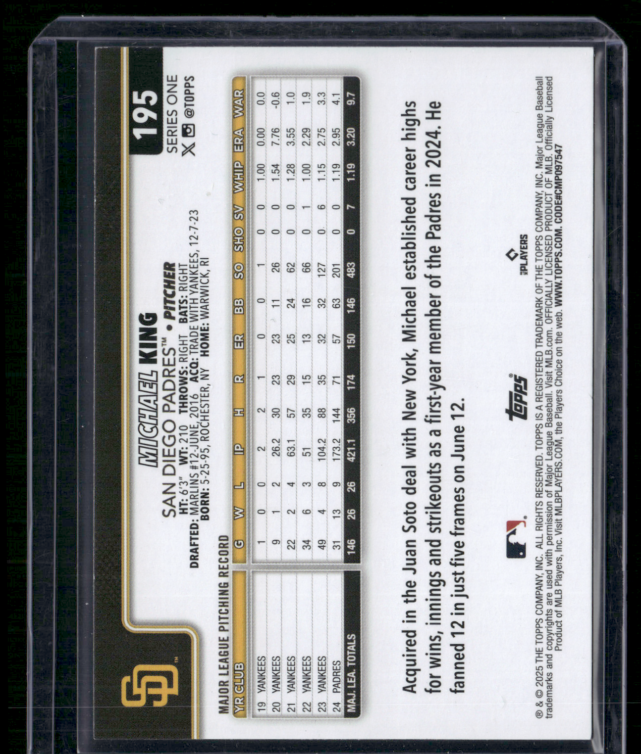 2025 Topps Series 1 MICHAEL KING #195 Rainbow Glitter