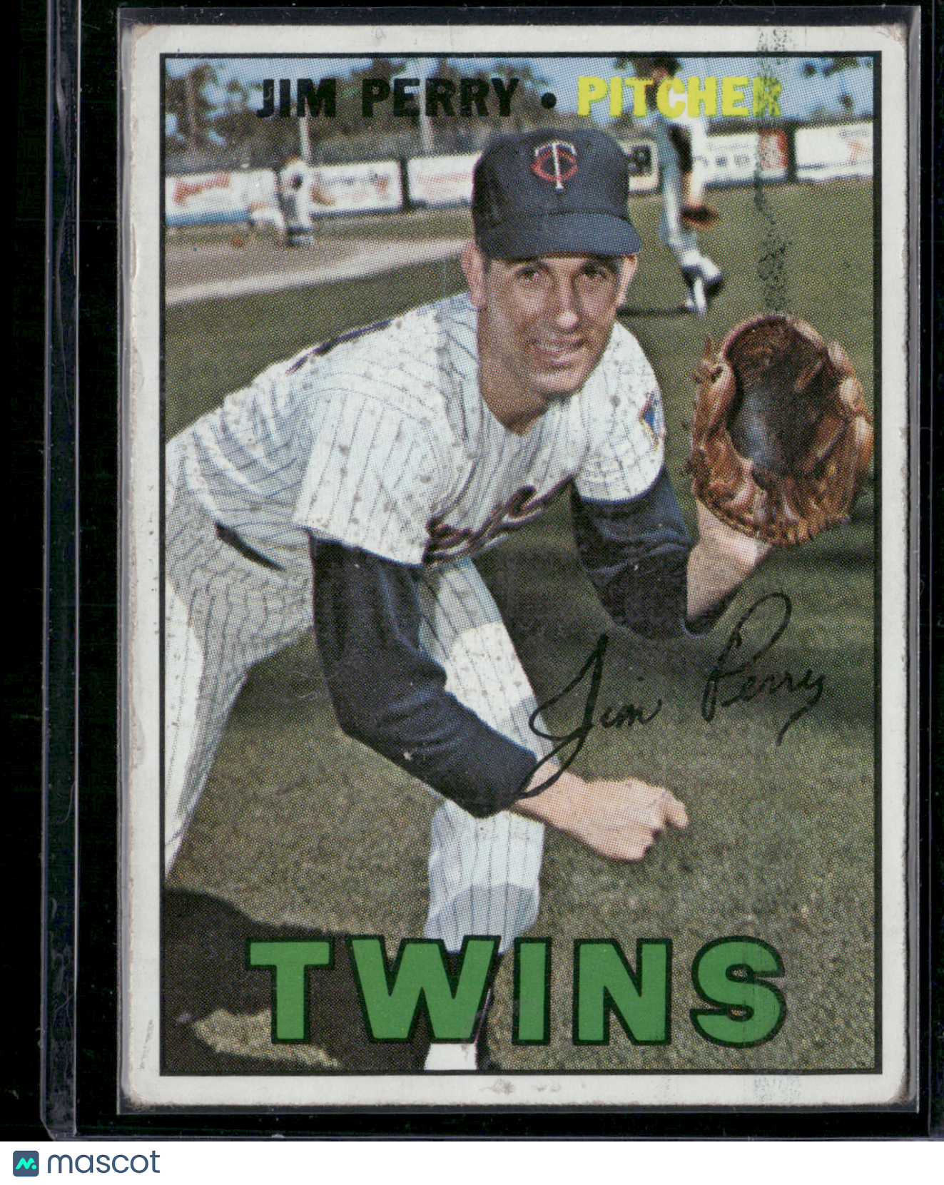 1967 Topps JIM PERRY #246 Staining Print Line (Good)