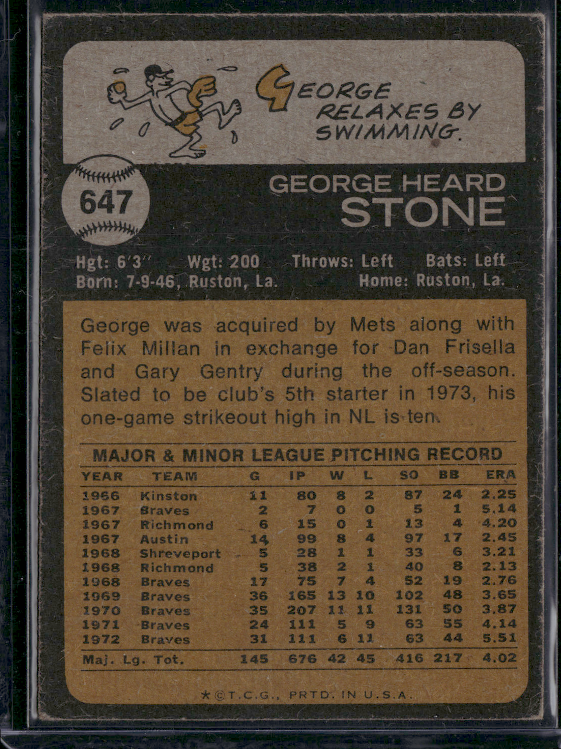 1973 Topps GEORGE STONE #647