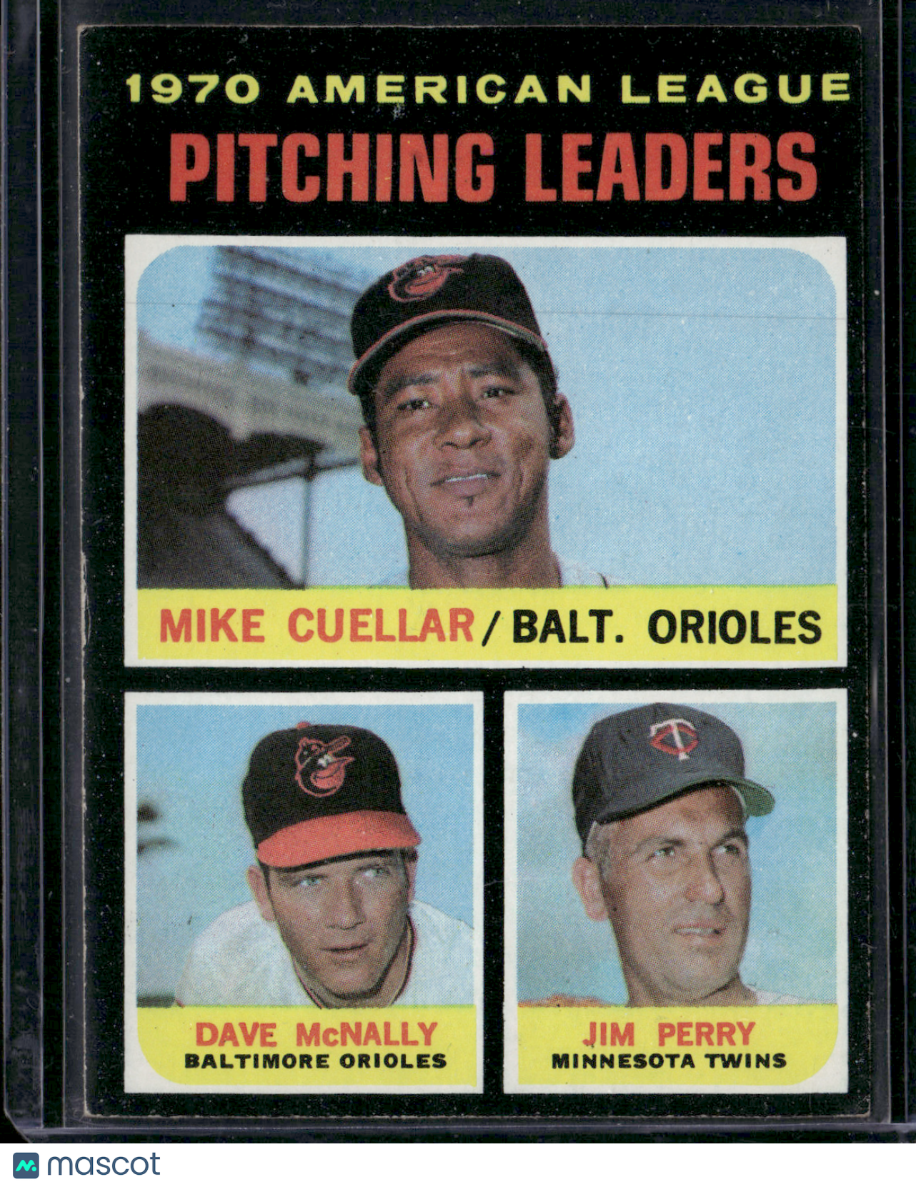 1971 Topps MIKE CUELLAR/DAVE MCNALLY/JIM PERRY #69 1970 AL Pitching Leaders (VG)