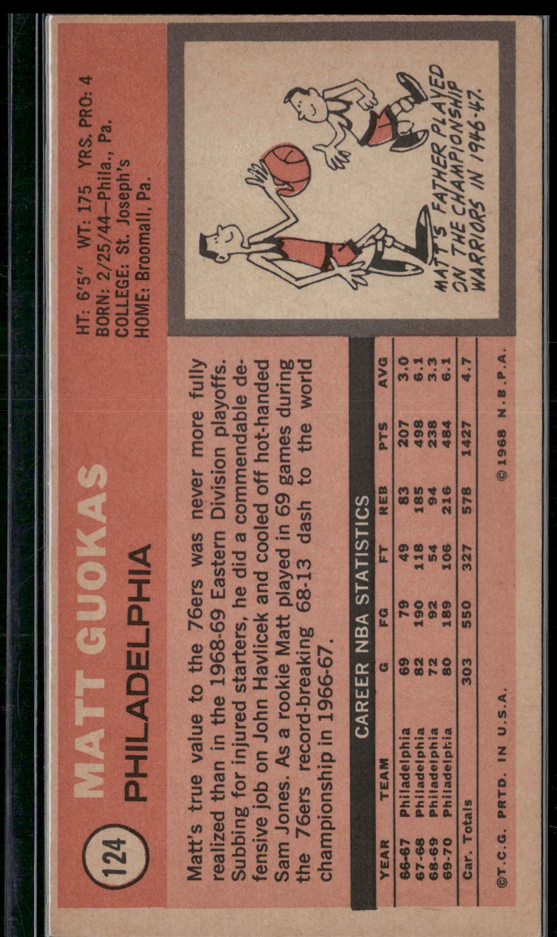 1970 Tall Boy MATT GUOKAS #124 (VG/EX)