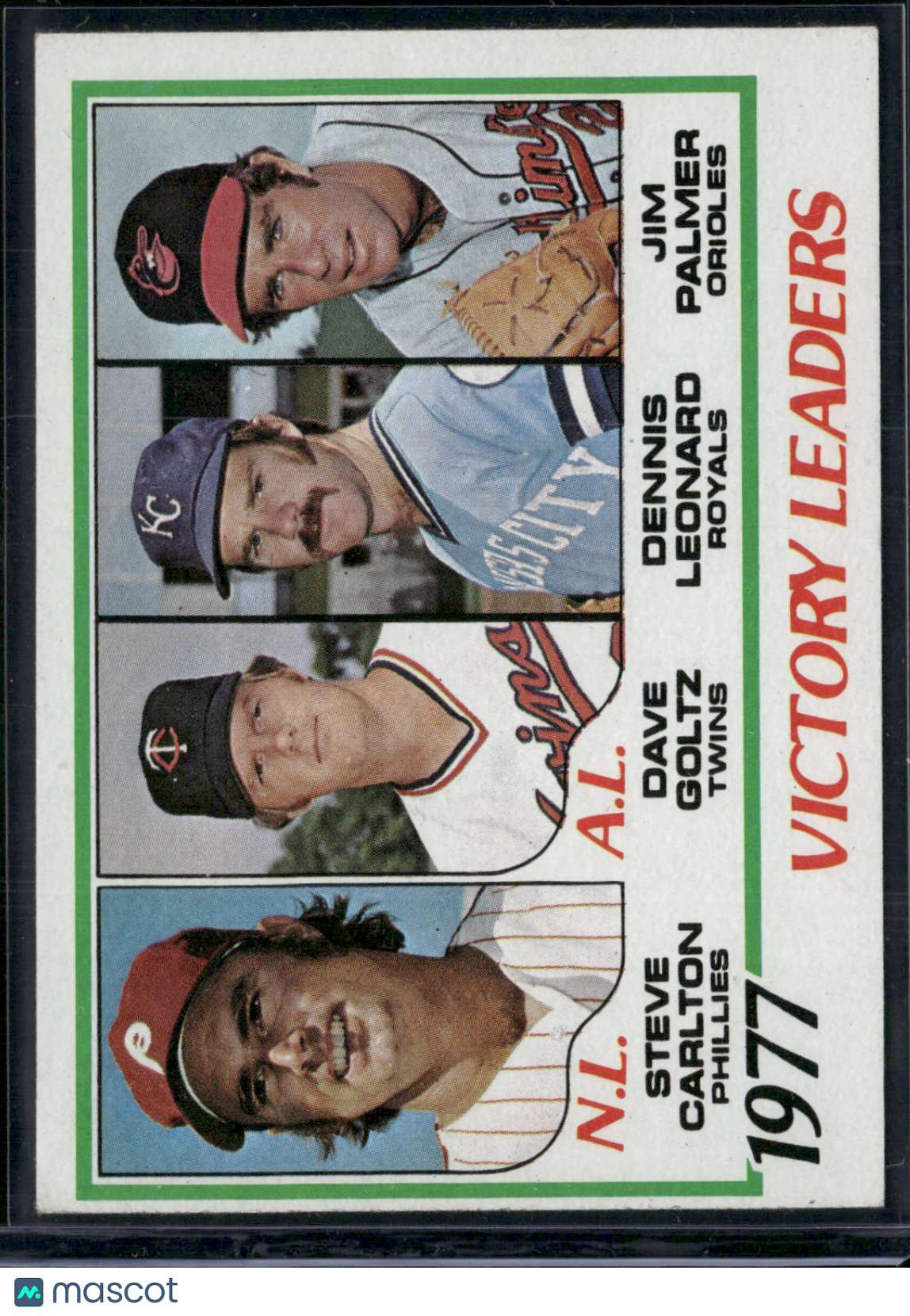 1978 Topps STEVE CARLTON/JIM PALMER/GOLTZ/LEONARD #205 1977 Victory Leaders (EX)