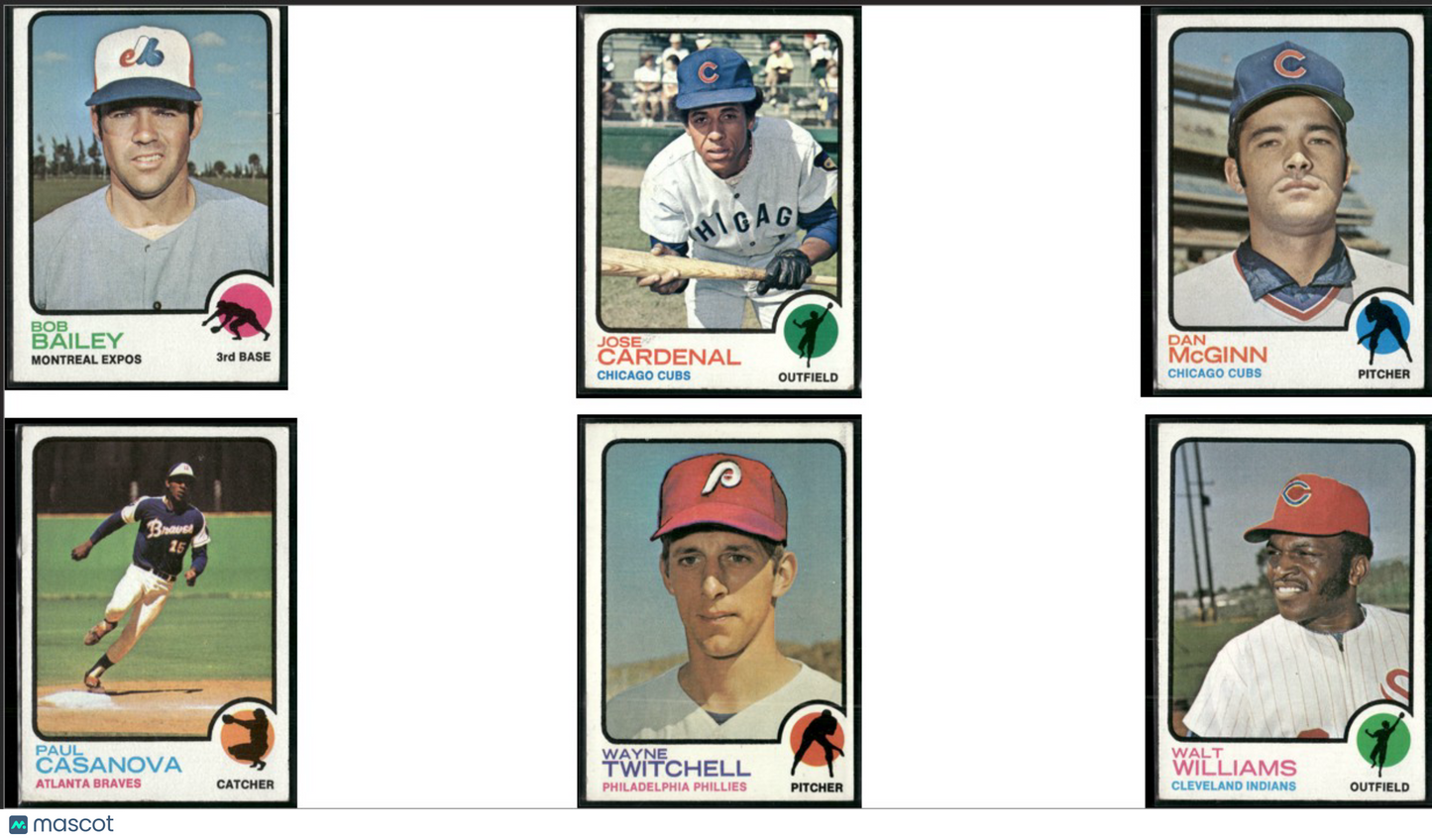 1973 Topps 6 ~ CARDLOT Bob Bailey/Walt Williams (VG-VG/EX)