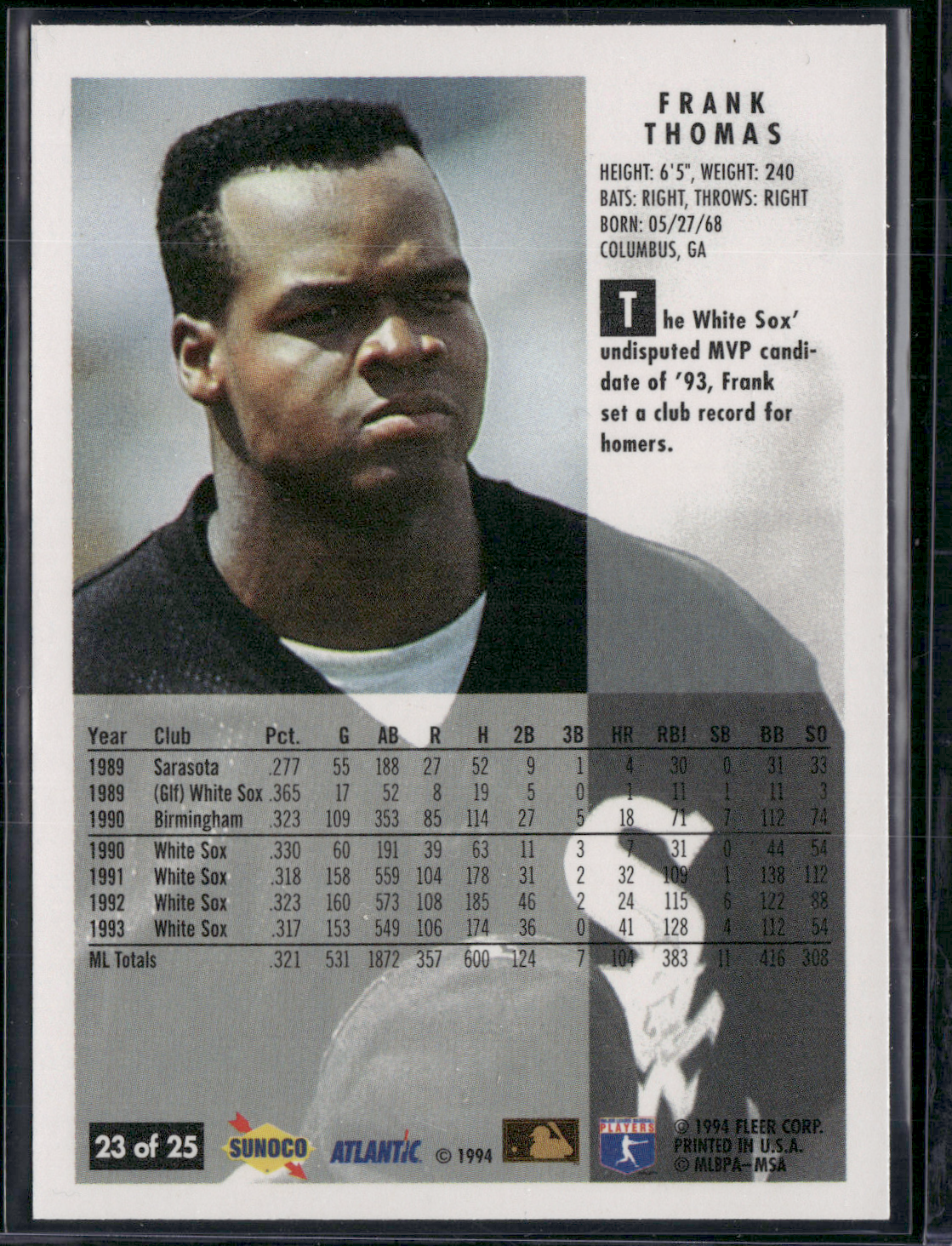 1994 Sunoco FRANK THOMAS #23 (NM)