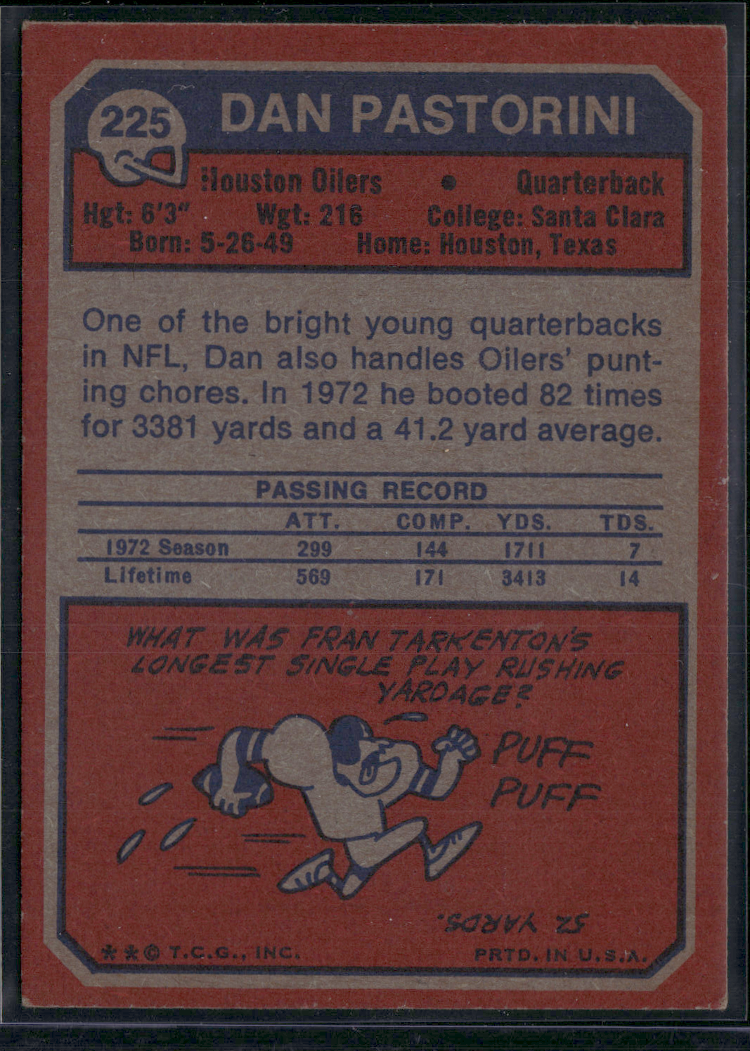 1973 Topps DAN PASTORINI #225 (EX)