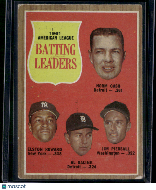 1962 Topps AL KALINE/CASH/HOWARD/PIERSALL #51 1961 AL Batting Leaders(Good-VG)