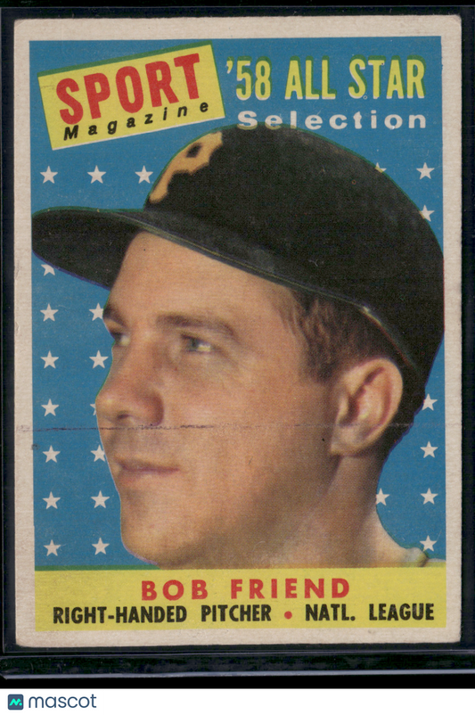 1958 Topps BOB FRIEND #492 58 ALL STAR